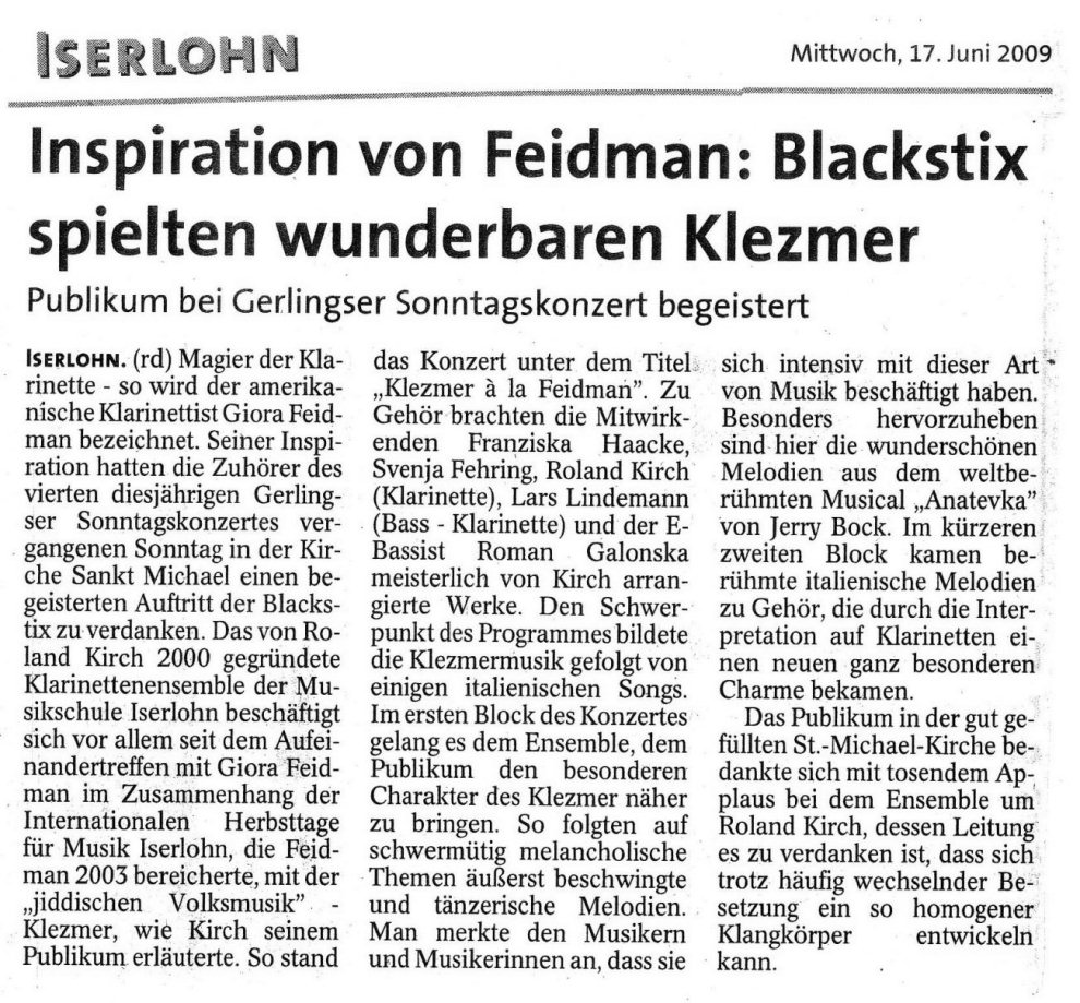 Inspiration von Feidman: Blackstix spielten wunderbaren Klezmer
