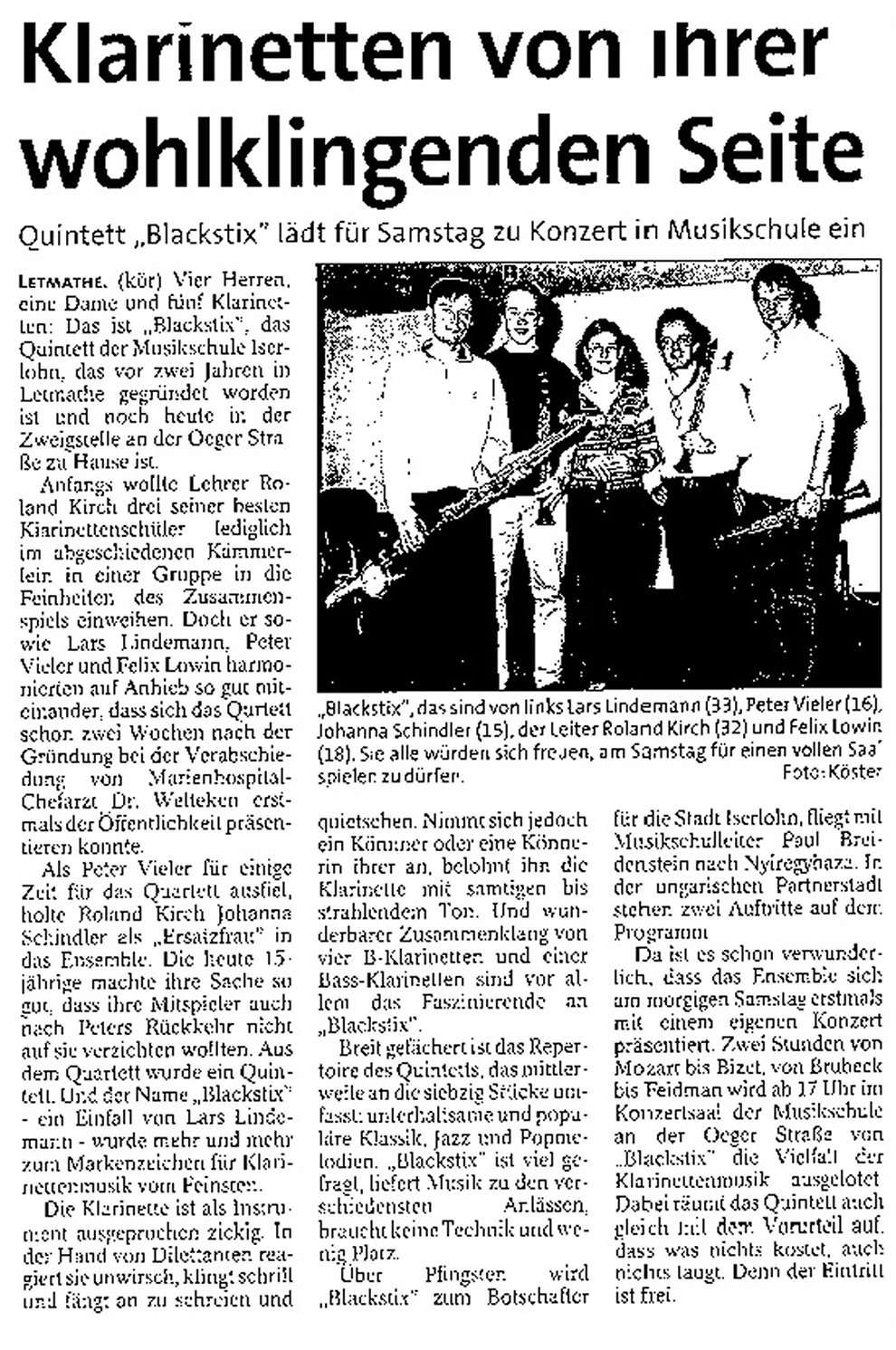 Klarinetten von ihrer wohlklingenden Seite