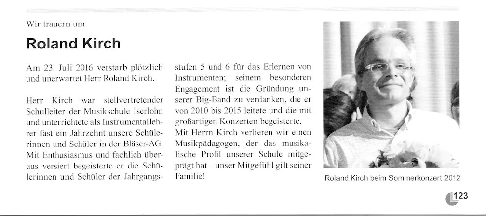 Nachruf Roland Kirch Gymnasium Lethmate