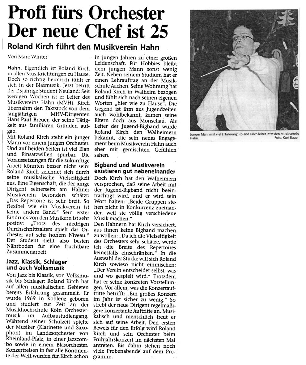 Musikverein Hahn: Profi für Orchester: Der neue Chef ist 25