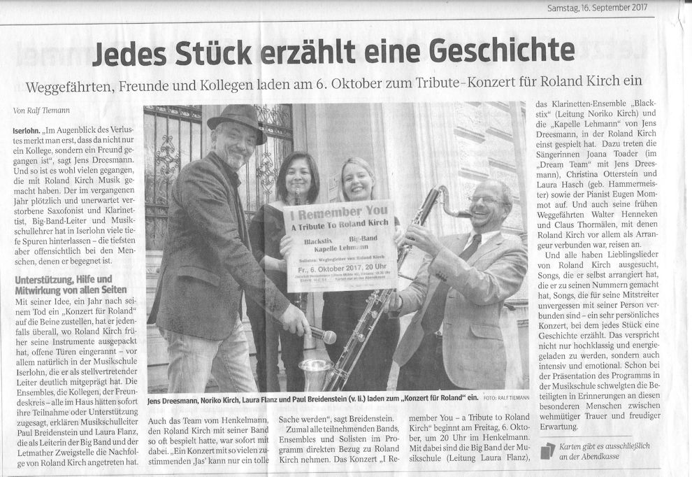 Tribute-Konzert für Roland Kirch