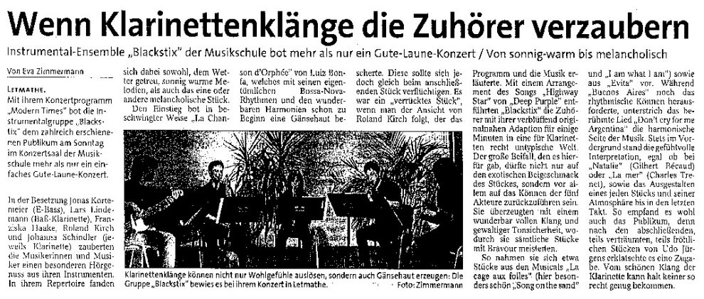 Wenn Klarinettenklänge die Zuhörer verzaubern